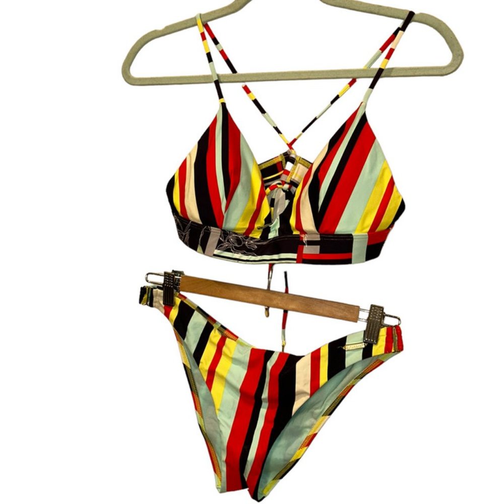 Sunseeker AS NEW beach ball Stripe bikini 2 piece swimsuit 12 RESORT CRU…